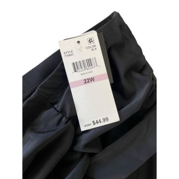 ISLAND ESCAPE Black High Waist Tummy Control Ruched Swim Bottoms Plus Size 22W - Picture 3 of 4